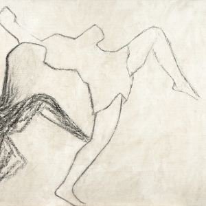 Guy Vandeloise, Echevelée, fusain sur toile gesso, 2019, 90 x 144 cm 