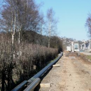 Les travaux d'enfouissement en cours a l'entree de Malmedy ( route de Bellevaux )