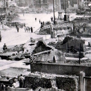 Malmedy apres les bombardements ( Photo de F. Freches) 