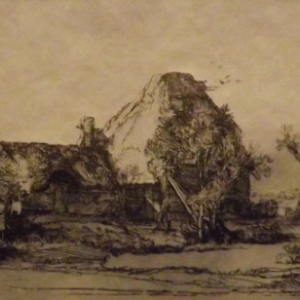 Cottage et batiment de ferme avec un homme esquisse  ( 1645 )