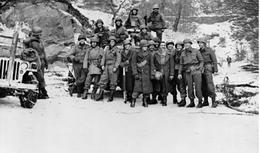 Jonction de la 3eme et de la 1ere Armee US a Houffalize le 16 janvier 1945