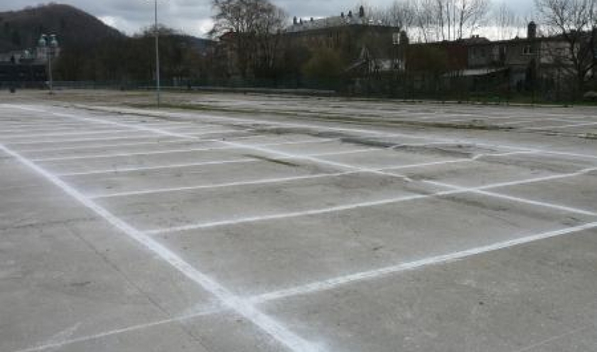 Le marquage recent du parking de Malmedy-Expo 